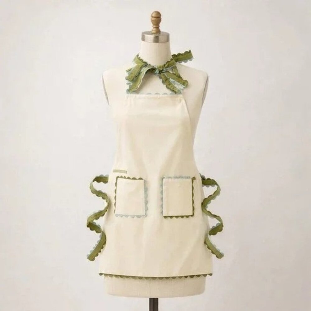 Anthropologie One Size Indira Embroidered Apron Butter Yellow NEW